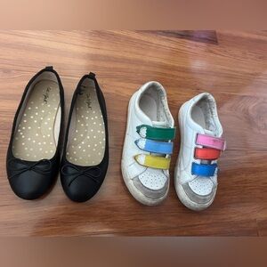 Kids White Mini Boden Sneakers with Crayon Straps and Cat and Jack Slippers